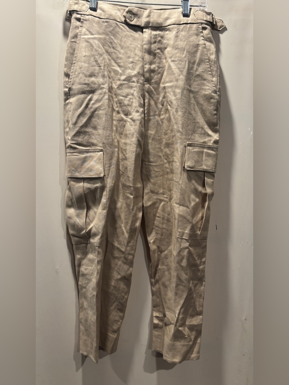 BANANA REPUBLIC Beige 100% Linen Cargo Pants Size 0